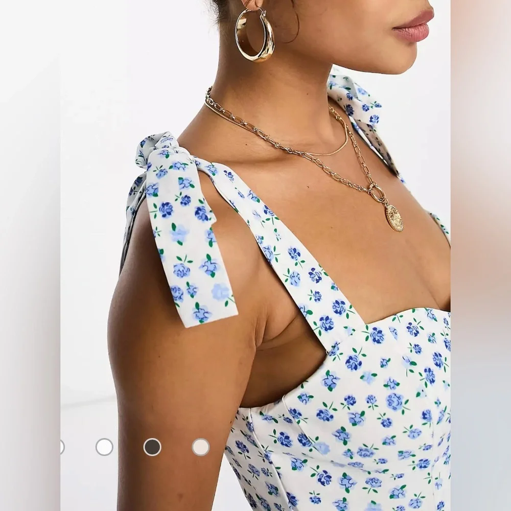 EUC ASOS Glamorous white and blue floral jumpsuit